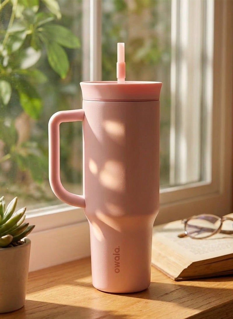 Owala FreeSip 40OZ Triple-Layer Insulated Stainless Steel Water Bottle with Straw, Leak-Proof, BPA-Free, 40oz, 1-Pack, (Rose Quartz) - Image 2